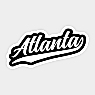 Atlanta Cursive White Vintage Athletic Script Sticker